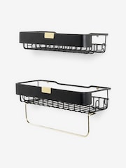 Set of 2 Black Self Adhesive Shower Caddy - Image 4 of 4