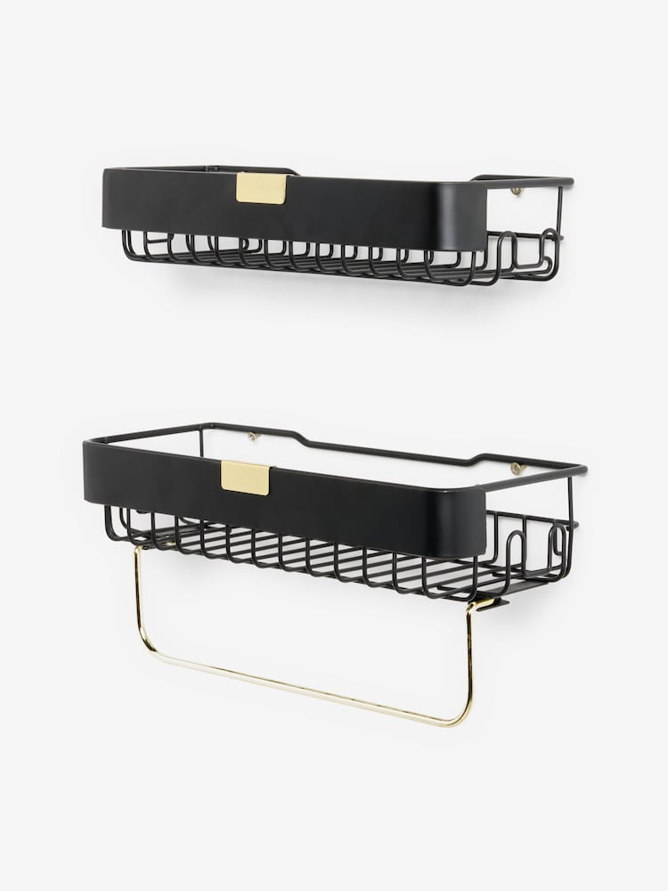Set of 2 Black Self Adhesive Shower Caddy - Image 4 of 4