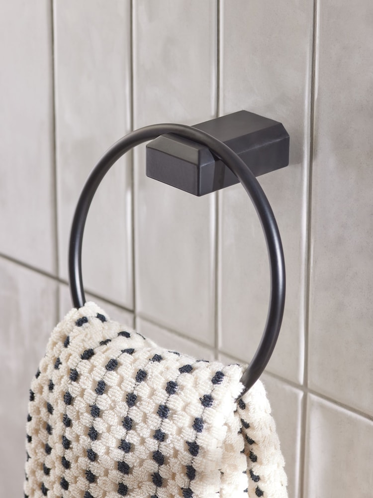 Black Moderna Towel Rail Ring - Image 1 of 4