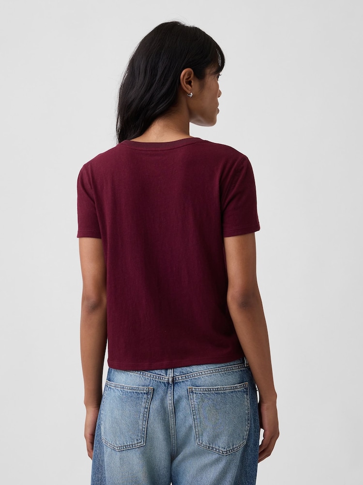 Burgund - Gap Authentic Shrunken Logo T-Shirt - Bild 2 von 4