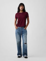 Burgund - Gap Authentic Shrunken Logo T-Shirt - Bild 3 von 4