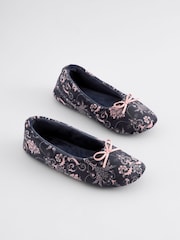 Laura Ashley Navy Ballet Slippers - Image 1 of 5