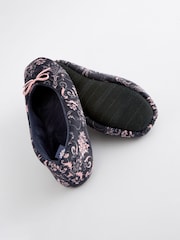 Laura Ashley Navy Ballet Slippers - Image 3 of 5
