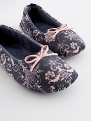 Laura Ashley Navy Ballet Slippers - Image 4 of 5