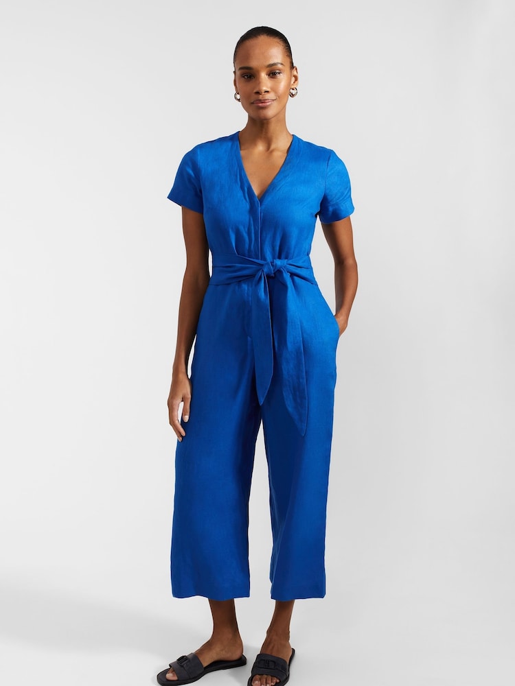 Hobbs Blue 100% Cotton Aliya Jumpsuit - Image 1 of 4 Hobbs Blue 100% Cotton Aliya Jumpsuit - Image 1 of 4