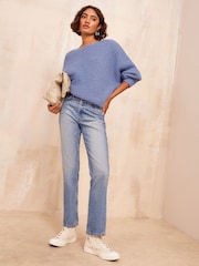 Friends Like These Blue Eyelash Slash Neck Jumper - Image 2 of 5