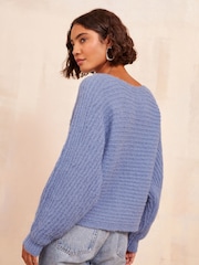 Friends Like These Blue Eyelash Slash Neck Jumper - Image 4 of 5