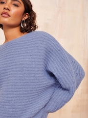Friends Like These Blue Eyelash Slash Neck Jumper - Image 5 of 5