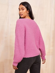 Friends Like These Pink Eyelash Slash Neck Jumper - Image 4 of 4