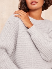 Friends Like These Grey Eyelash Slash Neck Jumper - Image 2 of 4