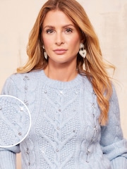 Friends Like These Blue Embellished Cable Jumper - Image 5 of 5