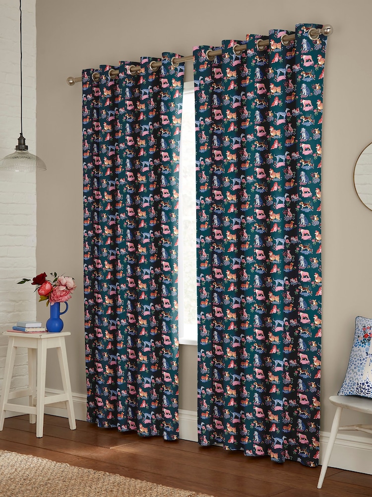 Cath Kidston Teal Green Puppy Fields Made to Measure Curtains - Image 2 of 9