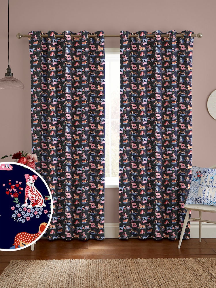 Cath Kidston Navy Blue Puppy Fields Made to Measure Curtains - Image 1 of 9