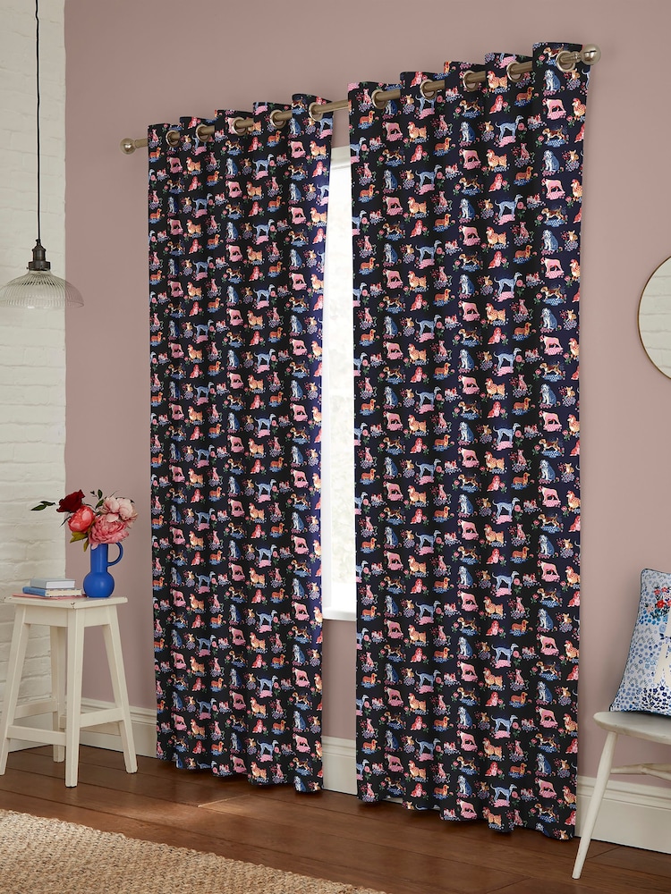 Cath Kidston Navy Blue Puppy Fields Made to Measure Curtains - Image 2 of 9