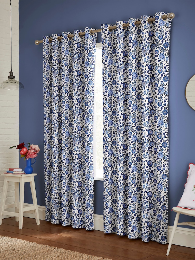 Cath Kidston Blue Strawberry Gardens Made to Measure 100% Cotton Curtains - Image 2 of 9
