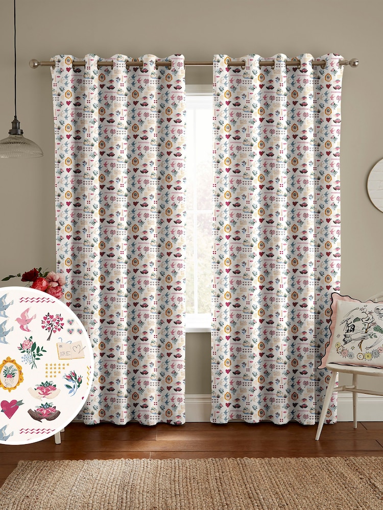 Cath Kidston Multi Wear Your Heart Made to Measure 100% Cotton Curtains - Image 1 of 9