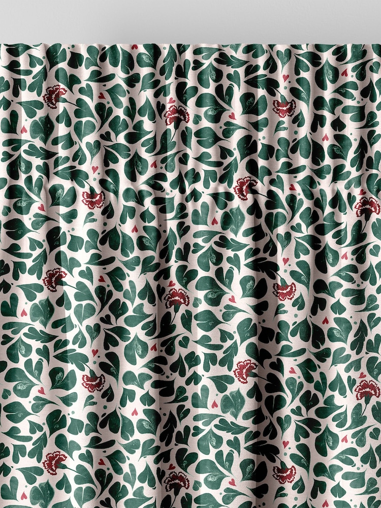 Cath Kidston Green Marble Hearts Made to Measure 100% Cotton Curtains - Image 6 of 9