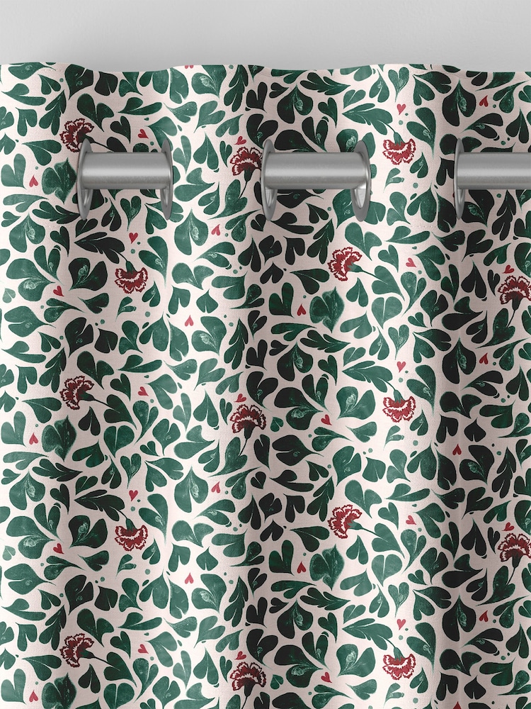 Cath Kidston Green Marble Hearts Made to Measure 100% Cotton Curtains - Image 7 of 9