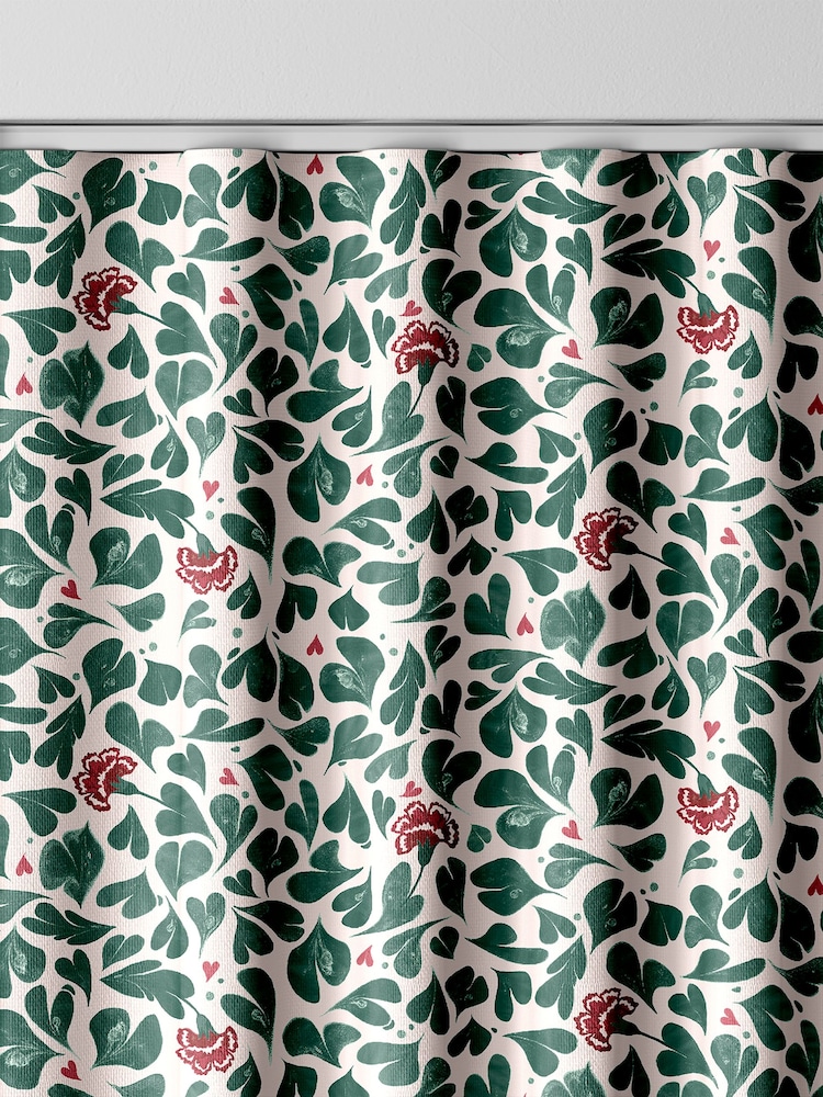 Cath Kidston Green Marble Hearts Made to Measure 100% Cotton Curtains - Image 8 of 9