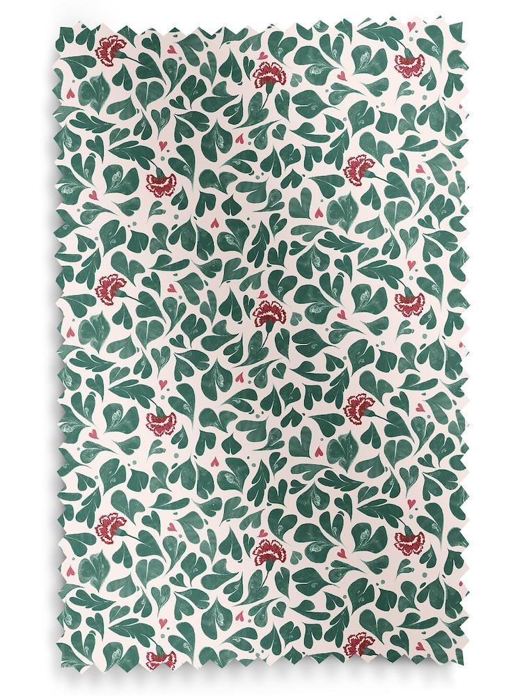 Cath Kidston Green Marble Hearts Made to Measure 100% Cotton Curtains - Image 9 of 9