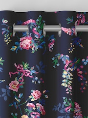 Cath Kidston Navy Blue Ribbon Roses Made to Measure Curtains - Image 7 of 9