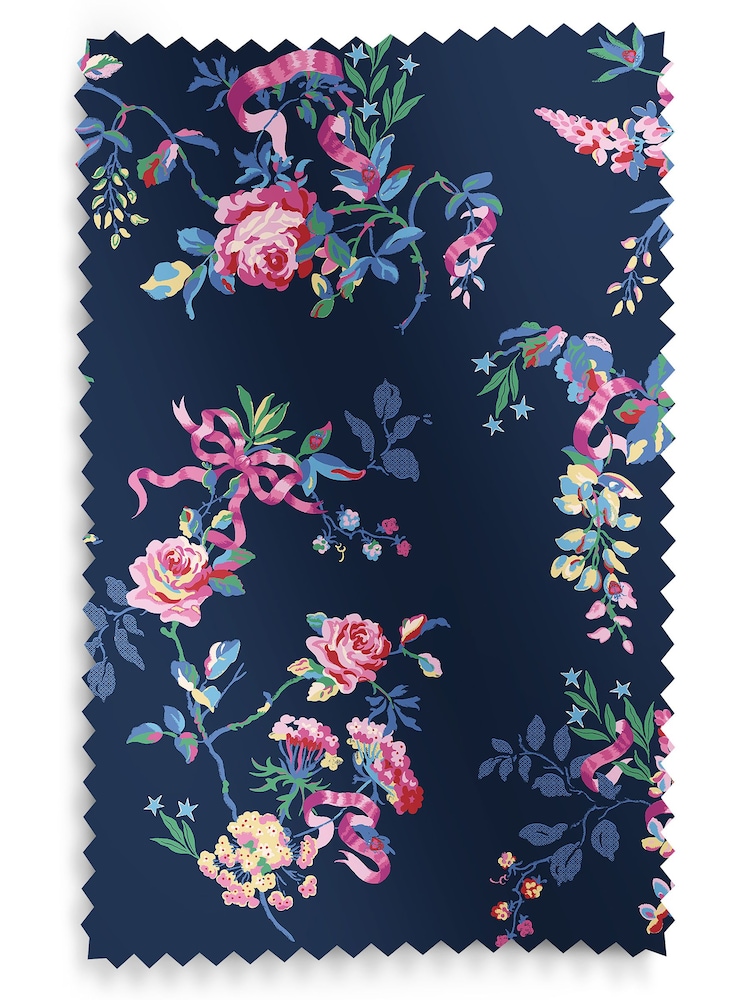 Cath Kidston Navy Blue Ribbon Roses Made to Measure Curtains - Image 9 of 9