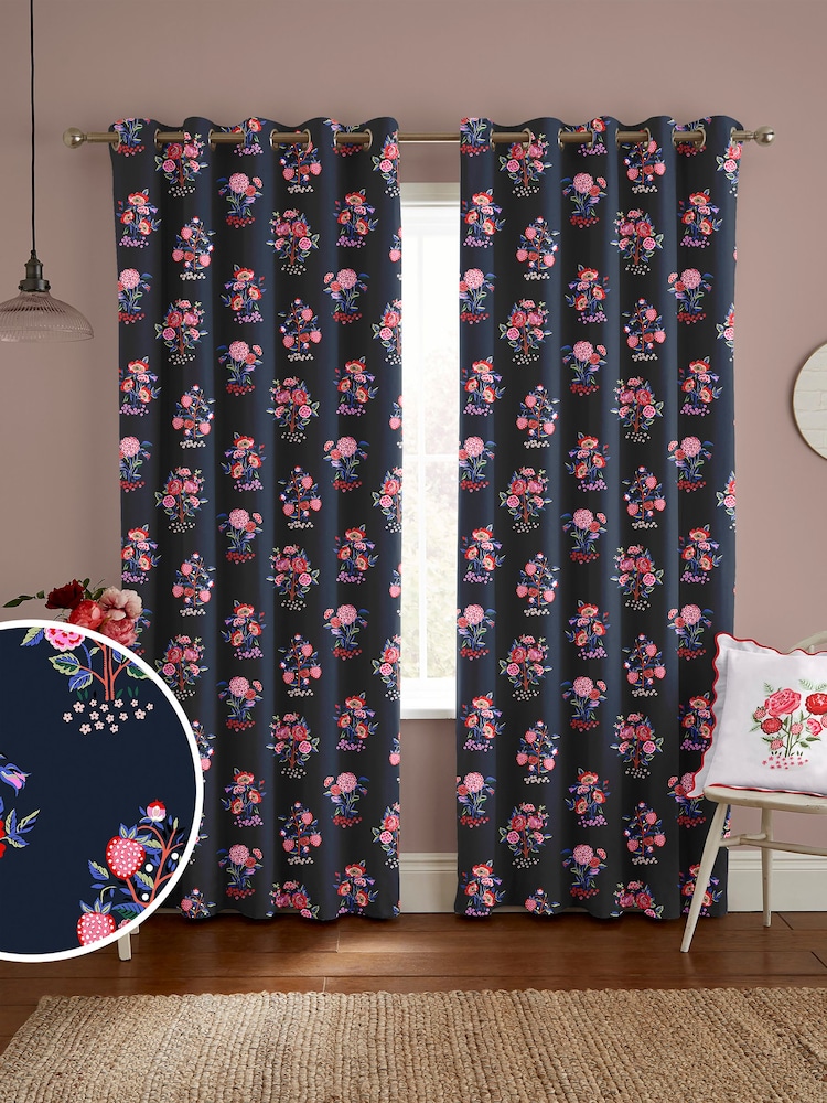 Cath Kidston Navy Blue Kingdom Posey Made to Measure Curtains - Image 1 of 9