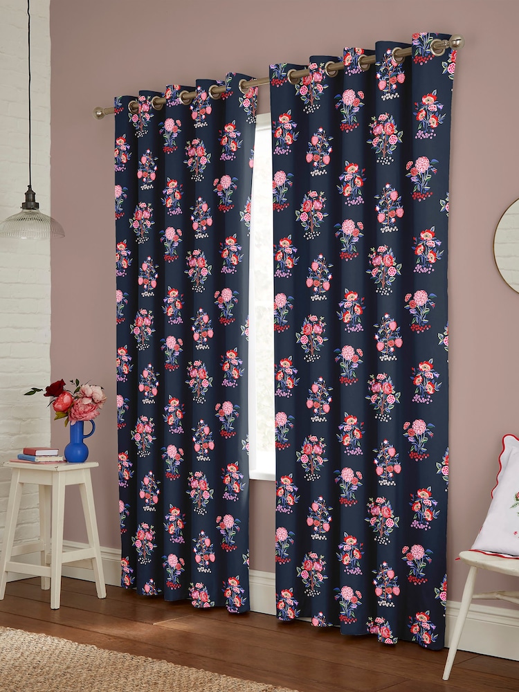 Cath Kidston Navy Blue Kingdom Posey Made to Measure Curtains - Image 2 of 9