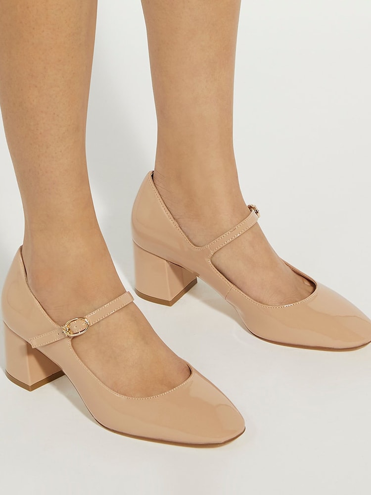 Dune London Nude Aleener Double Strap Mary Jane Shoes - Image 1 of 5 Dune London Nude Aleener Double Strap Mary Jane Shoes - Image 1 of 5