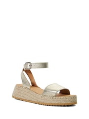 Dune London Gold Layney Flared Espadrille Sandals - Image 4 of 7