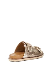 Dune London Gold Lequin Double Buckle Footbed Sandals - Image 5 of 7