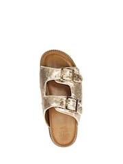 Dune London Gold Lequin Double Buckle Footbed Sandals - Image 6 of 7