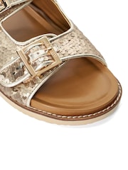 Dune London Gold Lequin Double Buckle Footbed Sandals - Image 7 of 7
