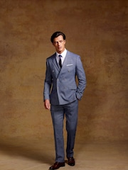 Skopes Blue Double Breasted Jude Tweed Tailored Fit Suit Jacket - Image 3 of 9