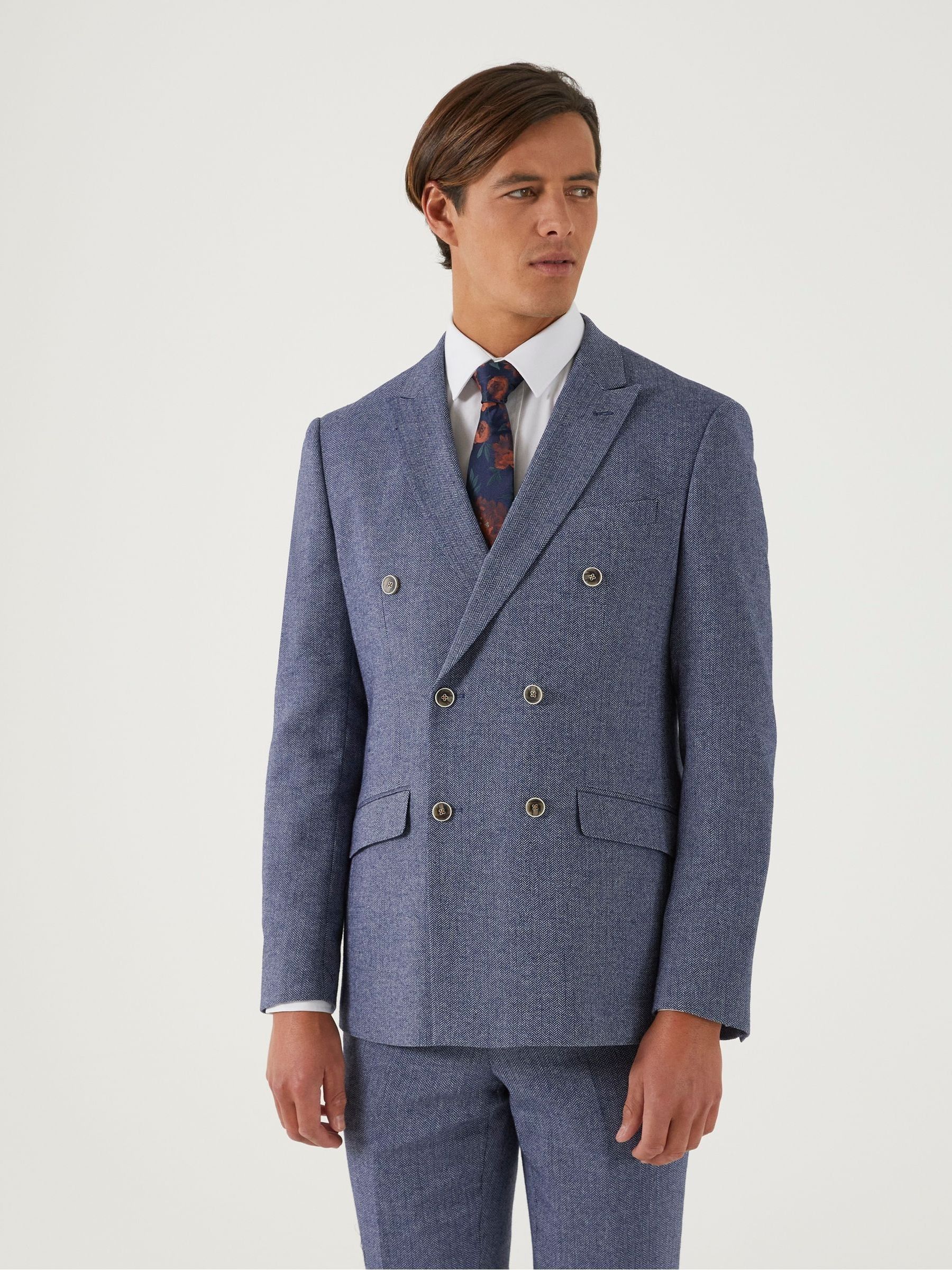 ファッション姫 通販 Buy Skopes Blue Tailored Fit Herringbone Double Breasted スカート