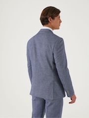 Skopes Blue Tailored Fit Herringbone Double Breasted Suit Jacket - Image 3 of 7