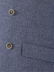 Skopes Blue Tailored Fit Herringbone Double Breasted Suit Jacket - Image 6 of 7