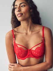 Red Non Pad Balcony Lace Bra A-E - Image 1 of 6
