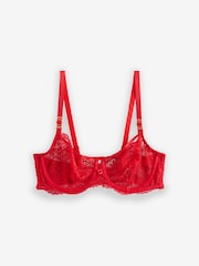Red Non Pad Balcony Lace Bra A-E - Image 4 of 6