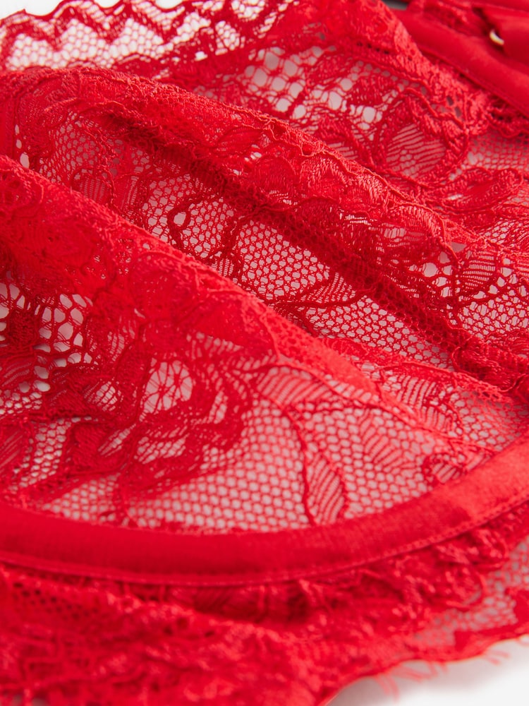 Red Non Pad Balcony Lace Bra A-E - Image 6 of 6