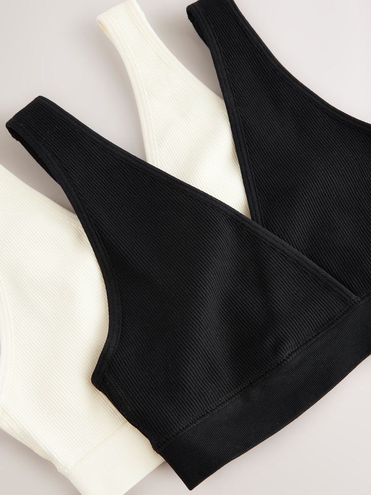 Black/Cream Seamless Non Wire Nursing Ultimate Comfort Bras 2 Pack - Image 8 of 9