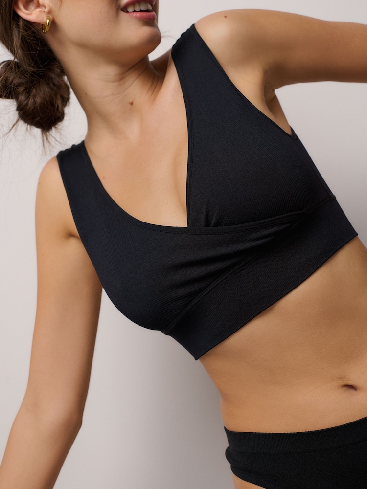 Black/Cream Ultimate Comfort Seamless Non Wire Bras 2 Pack - Image 5 of 11