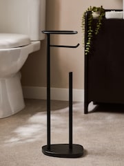 Black Pebble Floor Standing Toilet Roll Holder - Image 2 of 6
