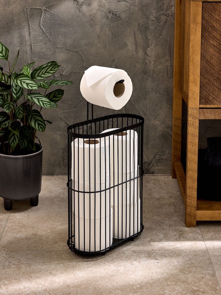 Black Wire Toilet Roll Holder Storage - Image 1 of 3