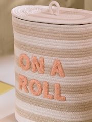 Natural Stripe On a Roll Slogan Toilet Roll Storage - Image 3 of 4