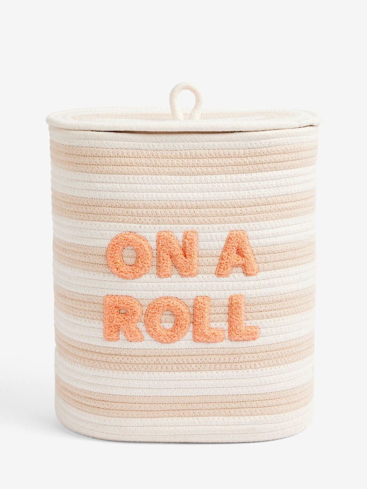 Natural Stripe On a Roll Slogan Toilet Roll Storage - Image 4 of 4