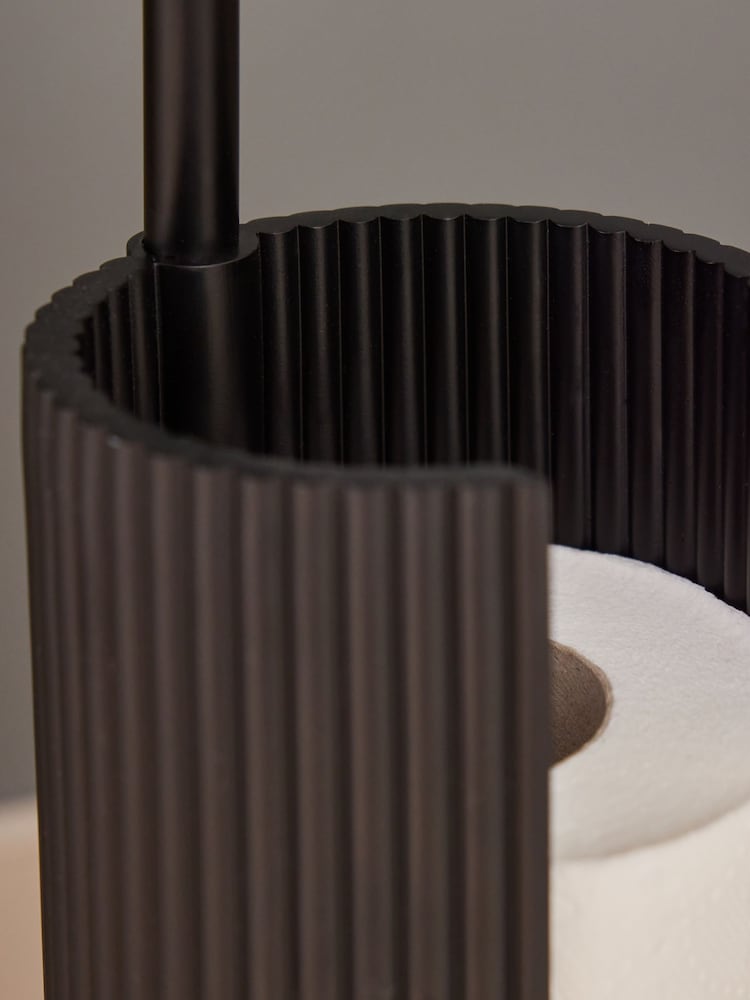 Black Rib Toilet Roll Holder - Image 2 of 4