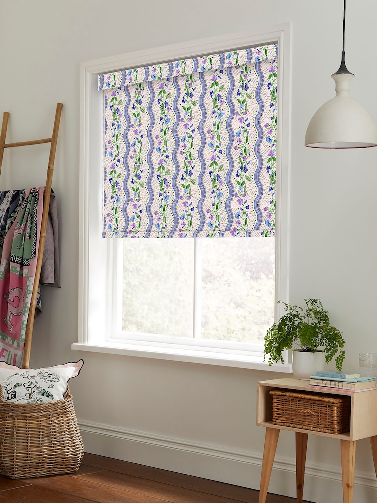 Cath Kidston Purple Sweet Pea Stripe Made to Measure Roller Blind - Image 2 of 6
