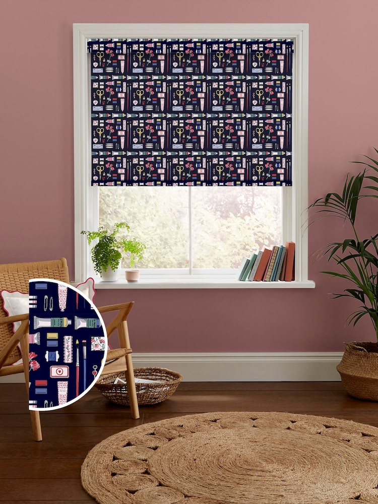 Cath Kidston Navy Blue Artist Curator Made to Measure Roller Blind - Image 1 of 6