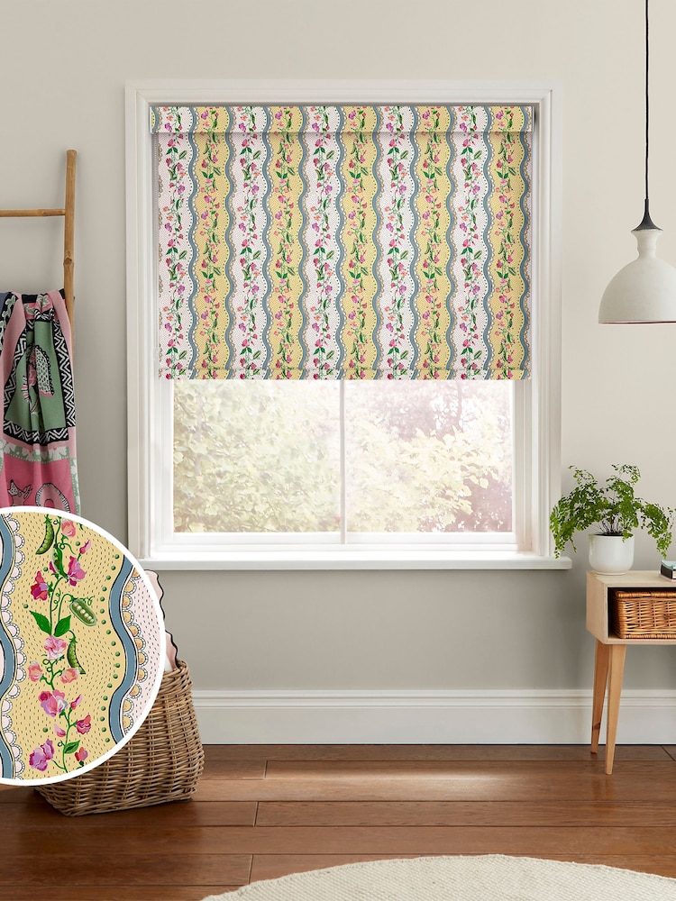 Cath Kidston Yellow Sweet Pea Stripe Made to Measure Roller Blind - Image 1 of 6